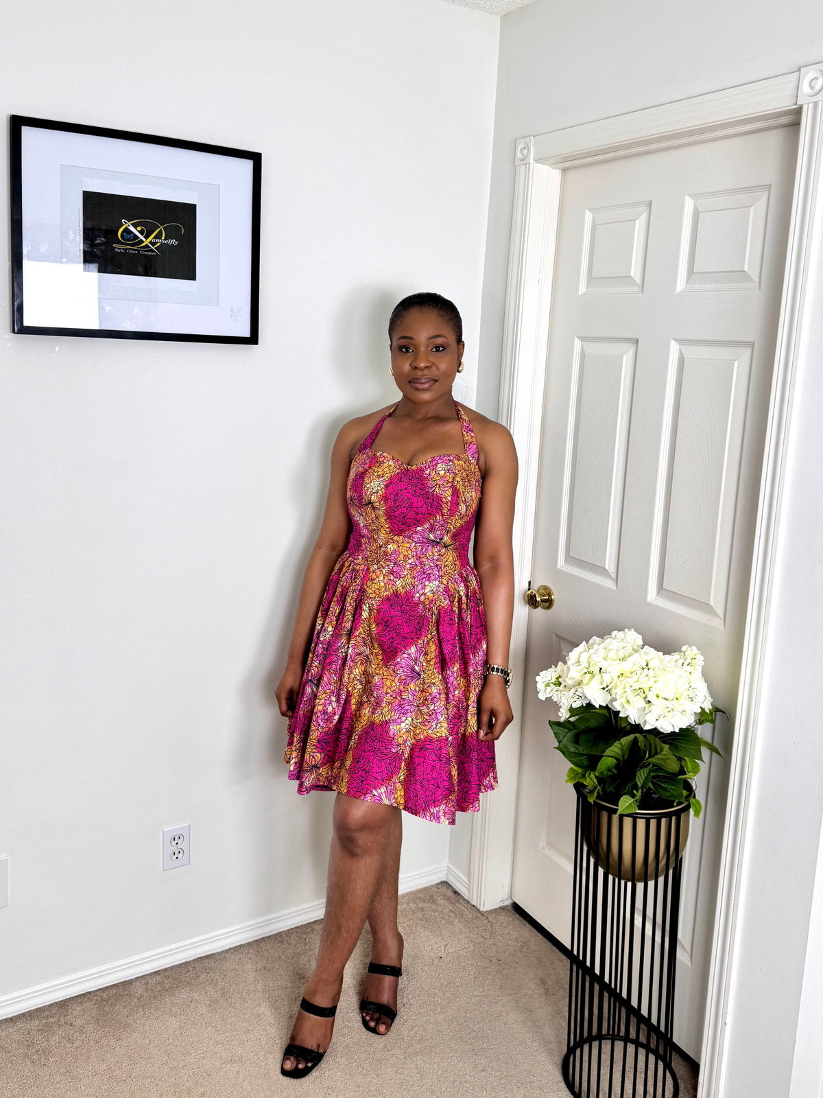 "WUMI" African Ankara Halter-neck Dress
