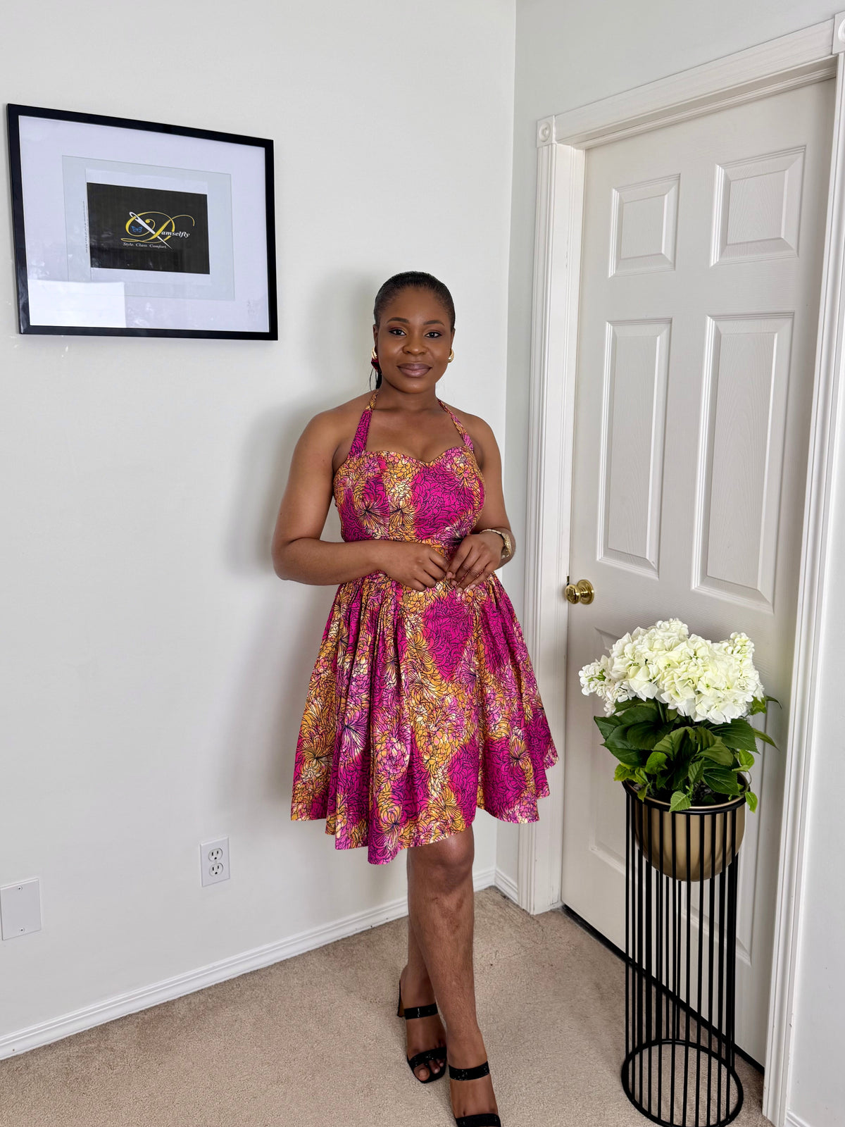 "WUMI" African Ankara Halter-neck Dress