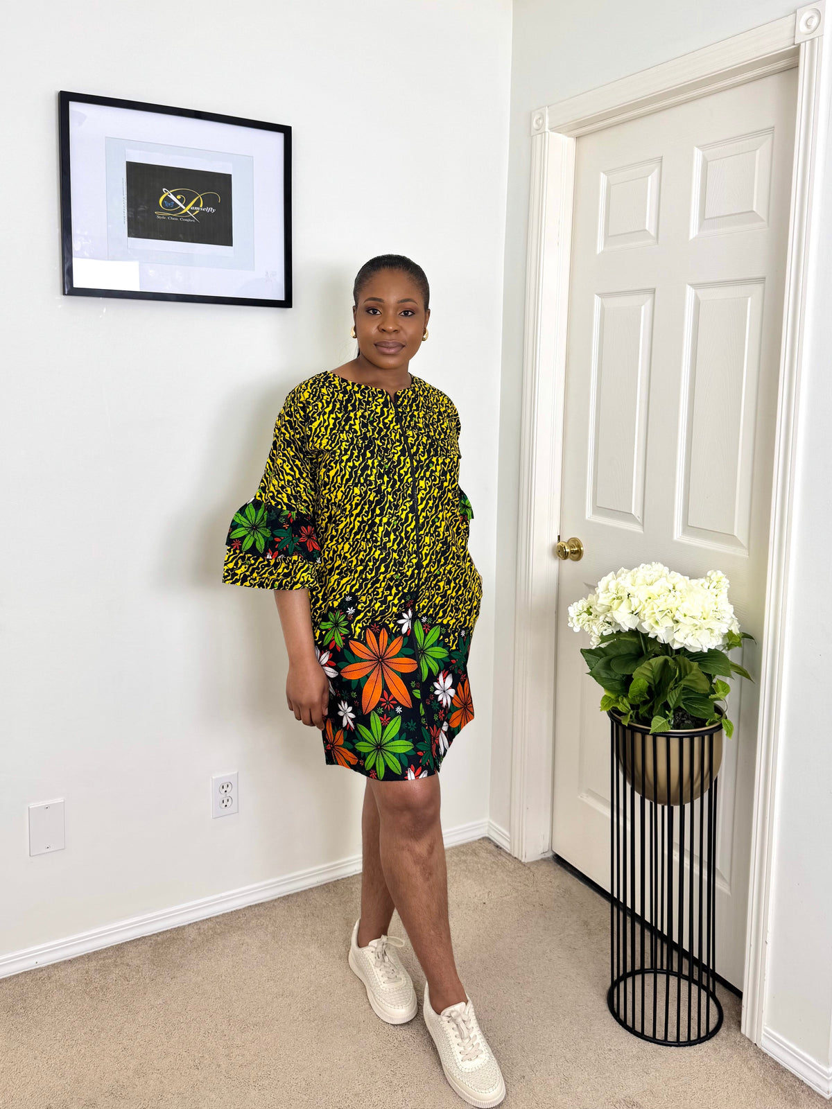 "OLA" African Ankara Kimono Jacket Dress