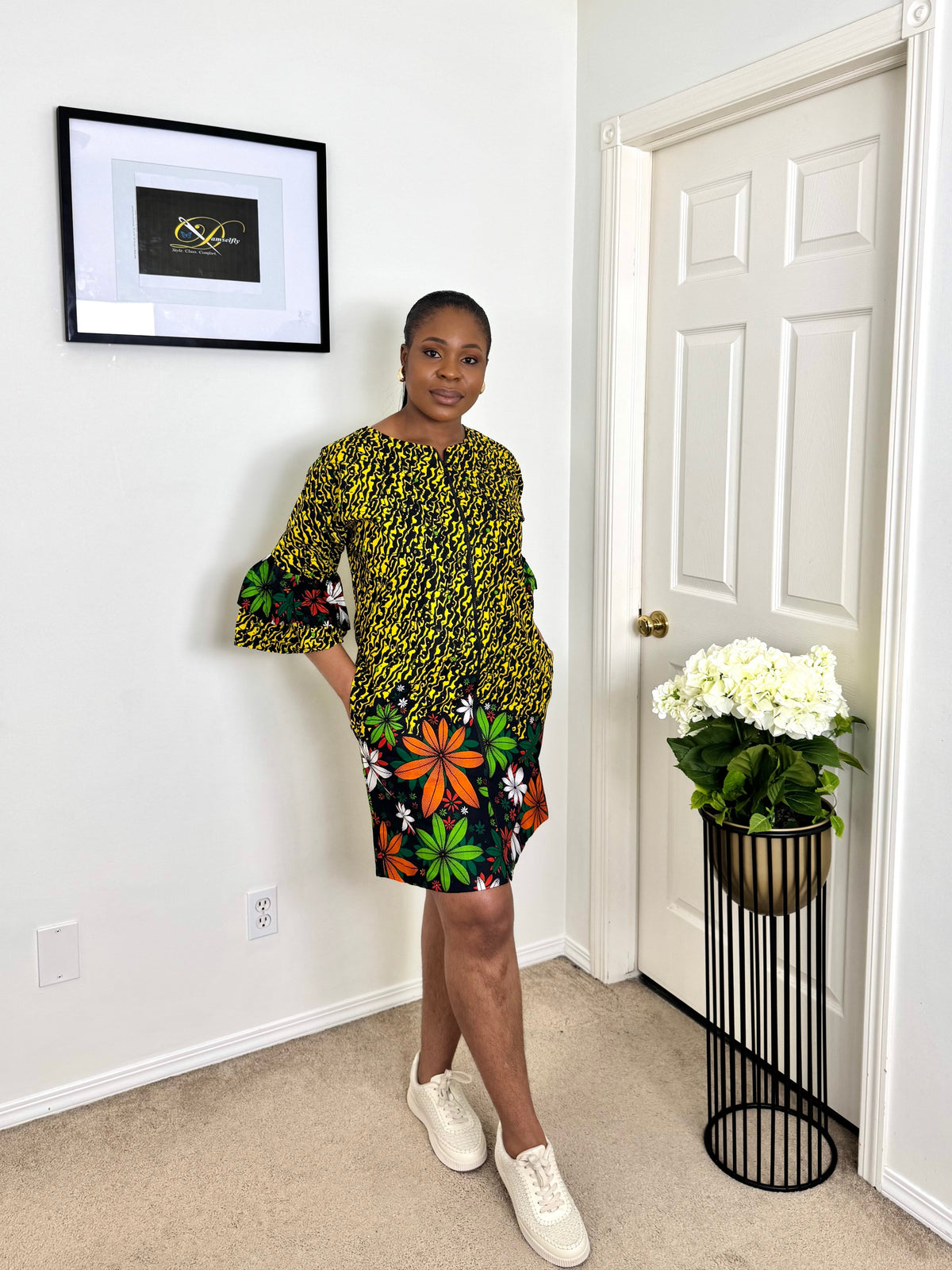 "OLA" African Ankara Kimono Jacket Dress
