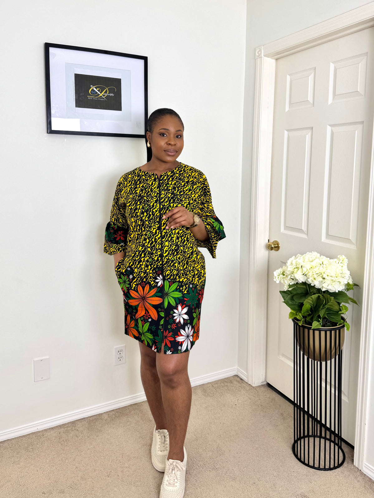 "OLA" African Ankara Kimono Jacket Dress