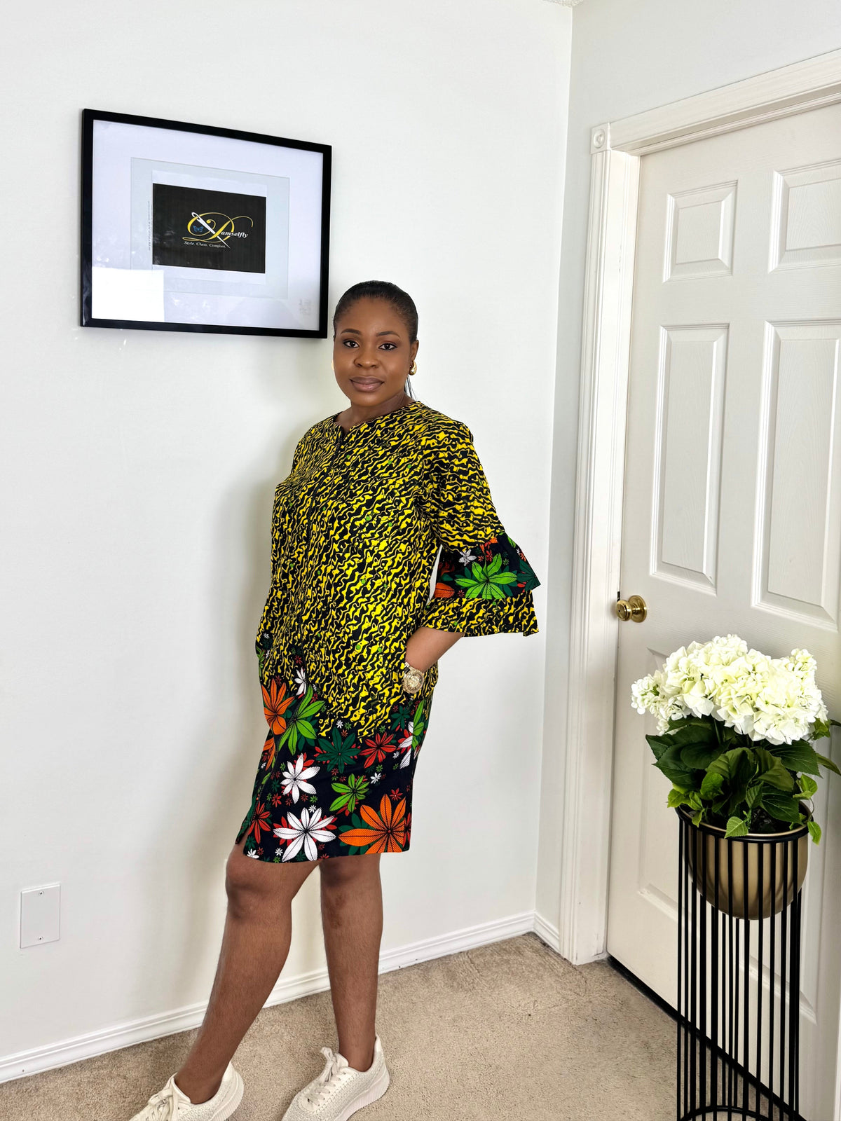 "OLA" African Ankara Kimono Jacket Dress