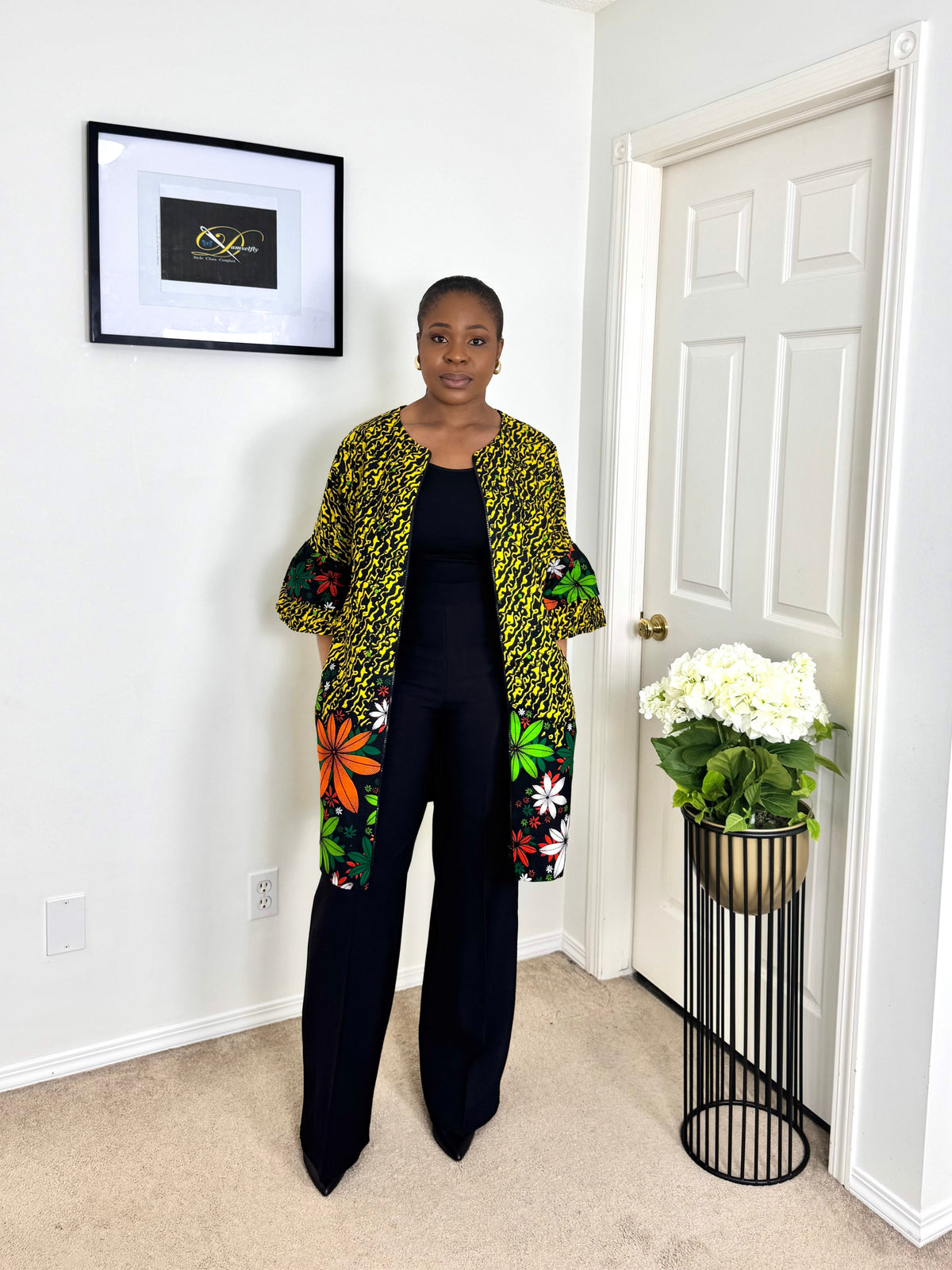 "OLA" African Ankara Kimono Jacket Dress