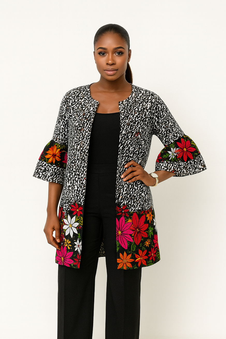 "OLA" African Ankara Kimono Jacket Dress