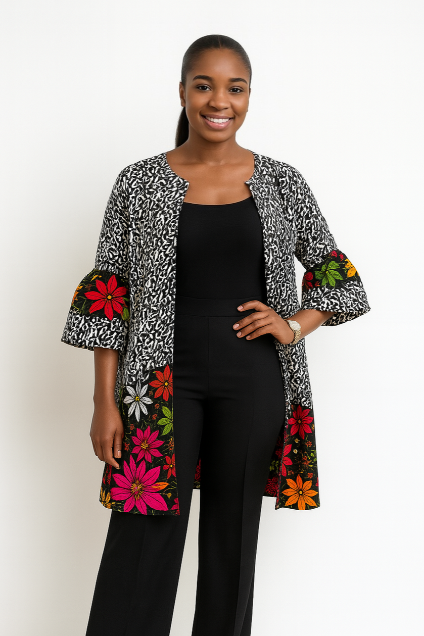 "OLA" African Ankara Kimono Jacket Dress